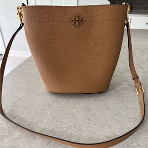 Tory Burch Brown Shoulder Bag with Logo and Adjustable Strap